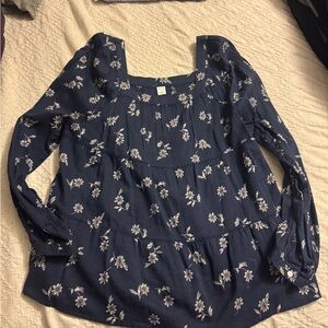 Old Navy Navy Blue Floral Blouse